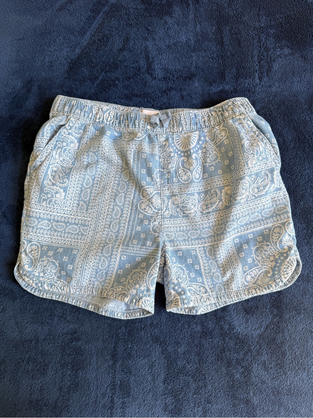 Place Light Blue Paisley Print Elastic Waist Shorts